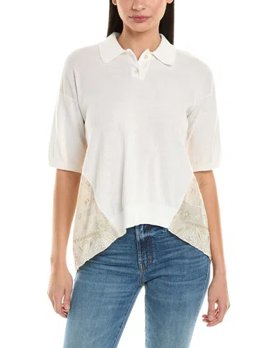 Alpha Studio Embroidered Top In White