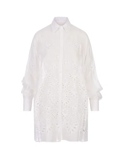 Ermanno Scervino White Over Shirt With Sangallo Lace Cut-outs