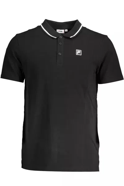 Fila Sleek Black Cotton Polo With Contrast Details
