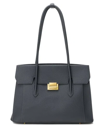 Tiffany & Fred Paris Full-grain Leather Tote In Blue
