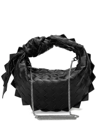 Tiffany & Fred Paris Woven Leather Knot Crossbody In Black