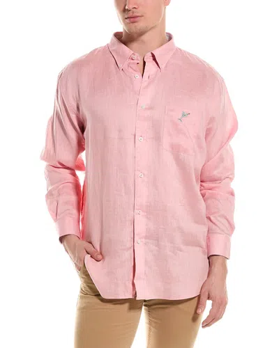 Castaway Chase Linen Shirt In Pink