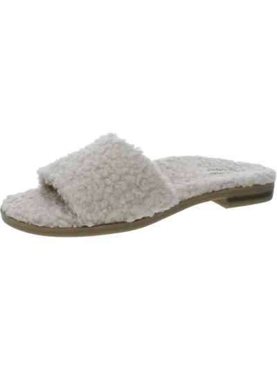 Vionic Demi Womens Faux Fur Peep-toe Slide Sandals In Multi
