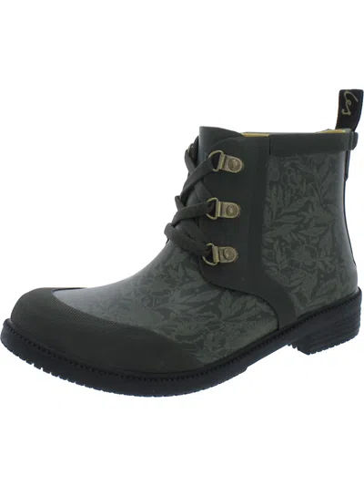 Joules Ashby Womens Lace-up Round Toe Rain Boots In Green