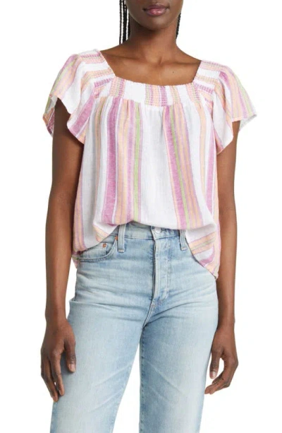 Rails Sonora Linen Blend T-shirt In Hibiscus Stripe