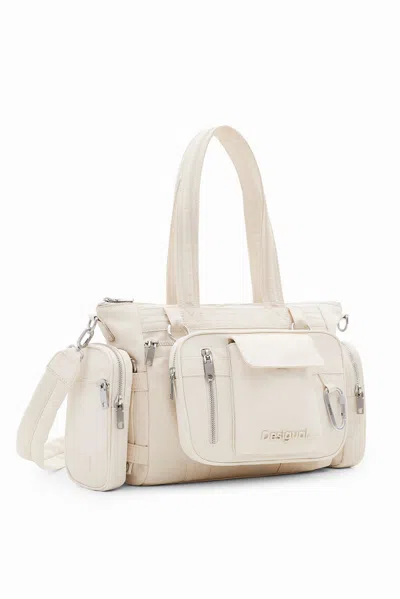 Desigual Voyager S Multiposition Handbag In White