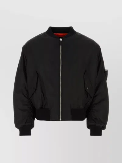 Prada Black Re-nylon Padded Bomber Jacket In Nero