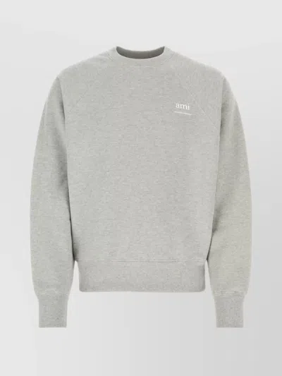 Ami Alexandre Mattiussi Logo-print Cotton Sweatshirt In Grey