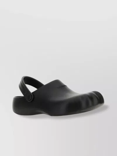 Balenciaga Round Toe Rubber Sandals In Black