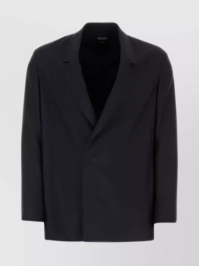 Zegna Oversized Silk Blazer In Black