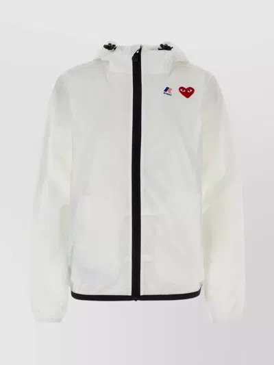 Comme Des Garçons Play Women's Heart-patch Zip-up Hooded Jacket In White