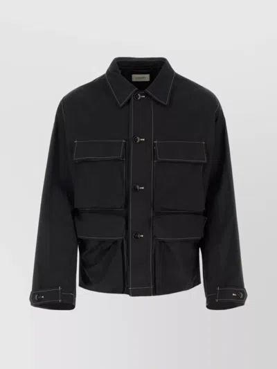 Lemaire Boxy Cotton Shirt Jacket In Black