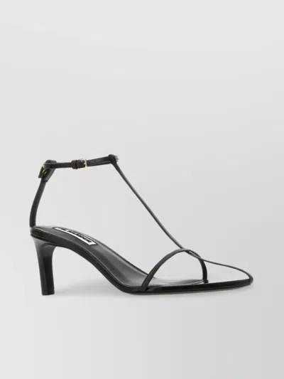 Jil Sander Leather Strappy Heel Sandals In Leather Ankle Straps And Buckle
