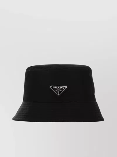 Prada Black Nylon Hat In Nero