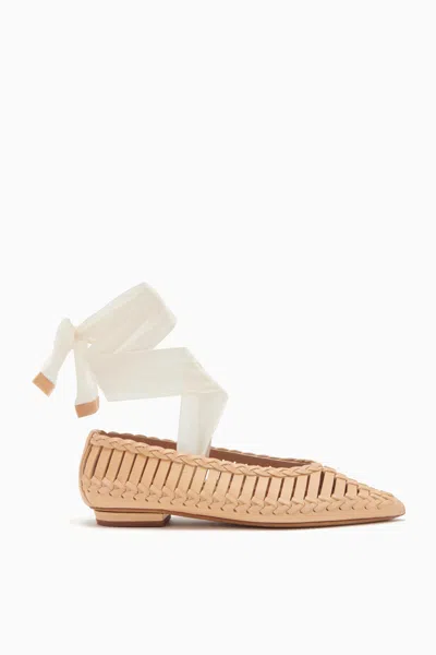 Ulla Johnson Woven Leather Ankle-wrap Ballerina Flats In Natural