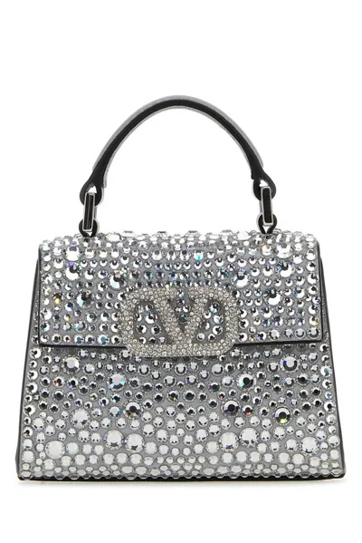 Valentino Garavani Mini Vsling Embroidered Handbag In Grey