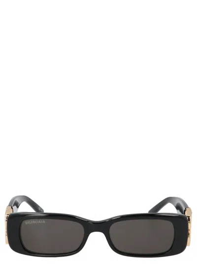 Balenciaga Dynasty Rectangle Sunglasses Black