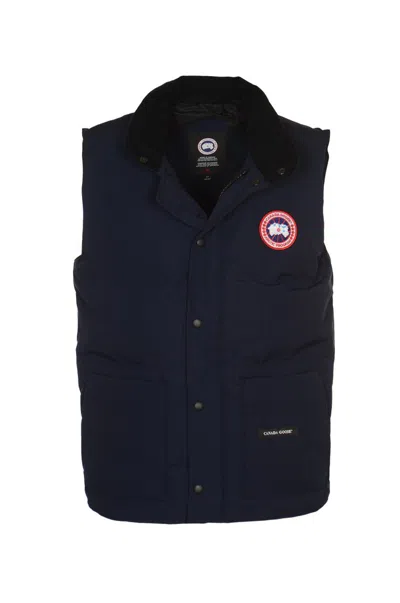 Canada Goose Logo Patch Padded Gilet In Navy