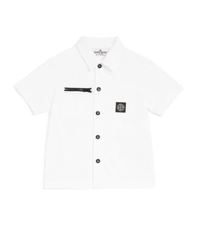Stone Island Junior Kids' Cotton Compass Patch Shirt (2-14 Years) In White