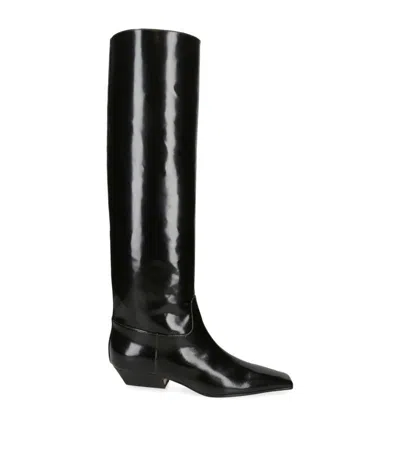 Khaite Leather Marfa Knee-high Boots In Black