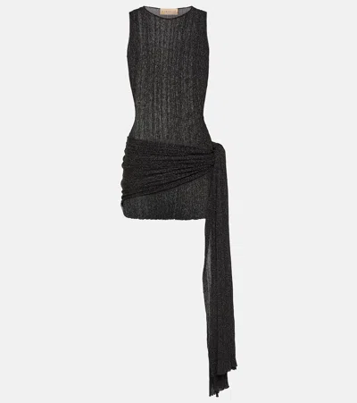 Aya Muse Keefe Draped Lamé Minidress In Black