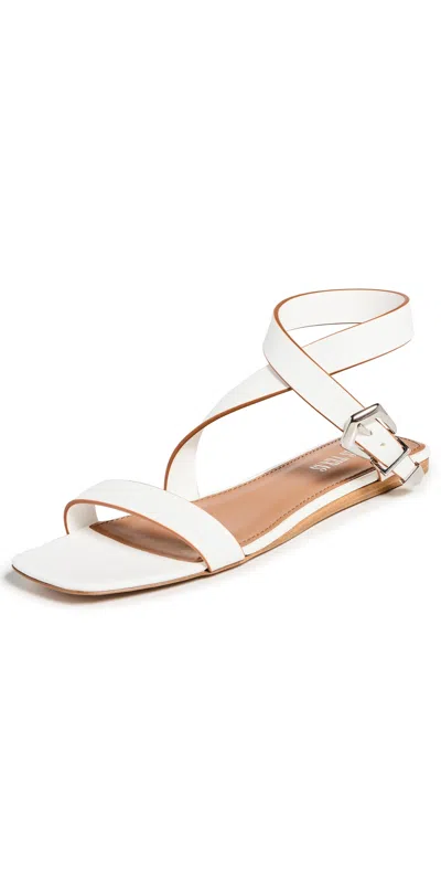 Paris Texas Flat Leather Sandals In White