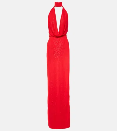 Aya Muse Scarf-detail Maxi Dress In Red