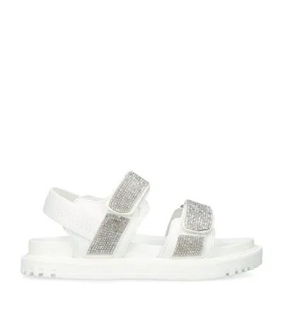 Steve Madden Kids' Leather Crystal-embellished Jamore-r Sandals In White