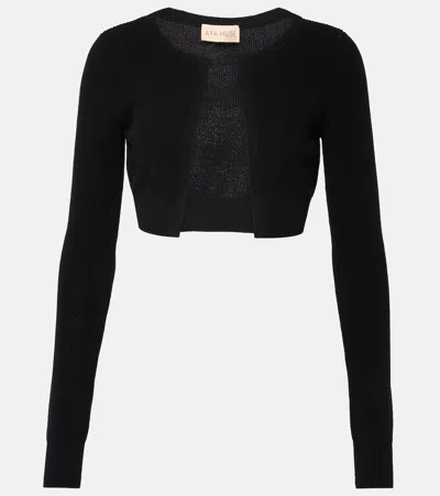 Aya Muse Cropped Cotton-blend Cardigan In Black