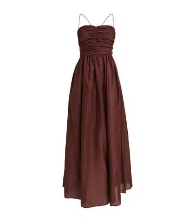 Matteau Cotton-silk Laced Maxi Dress In Brown