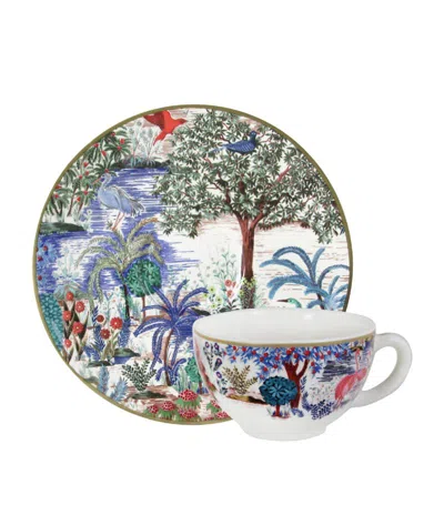 Gien Set Of 2 Jardin Du Palais Tea Cups And Saucers (15cm) In Multi