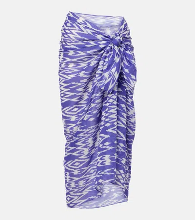 Eres Weather Printed Cotton Beach Cover-up In Blue