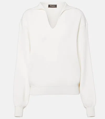 Loro Piana Tazawa V-neck Polo Sweater In 1000 White