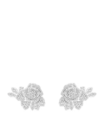 Piaget Rose 18k White Gold Diamond Earrings In 10 White Gold