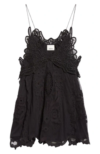 Isabel Marant Virginia Lace Spaghetti Strap Mini Slip Dress In Black