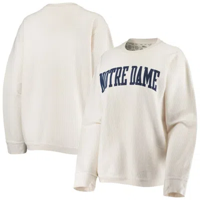 Pressbox Women's  White Notre Dame Fighting Irish Comfy Cord Vintage-like Wash Basic Arch Pullover Sw