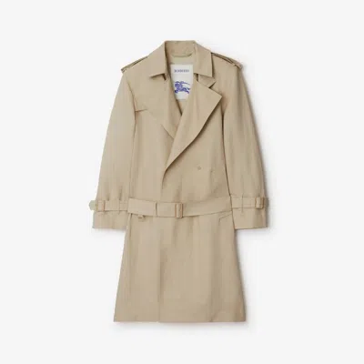 Burberry Long Tricotine Trench Coat In Oat
