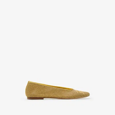 Burberry Mesh Ballerinas In Gold