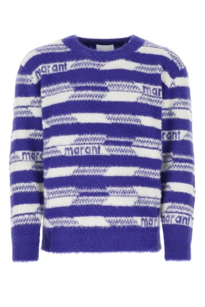 Isabel Marant Orson Logo-print Striped Jumper In Purple