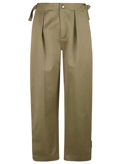 Burberry Buttoned Belted Trousers In Hunter