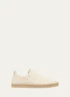 Zegna Triple Stitch Leather-trimmed Canvas Slip-on Sneakers In Neutrals