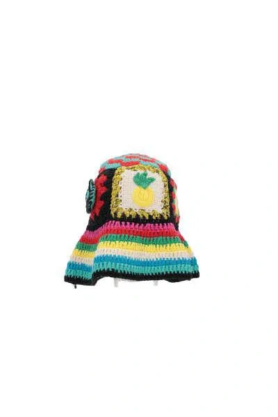 Alanui Embroidered Crochet Positive Cloche Hat In Multicolour