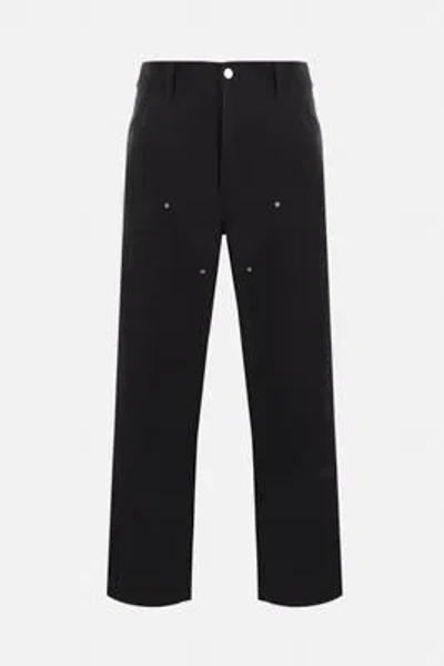 Carhartt Double Knee Grey Cotton Trousers In Black