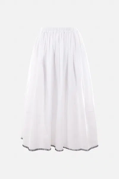 Sara Lanzi Skirts In Optical White + Embroidery