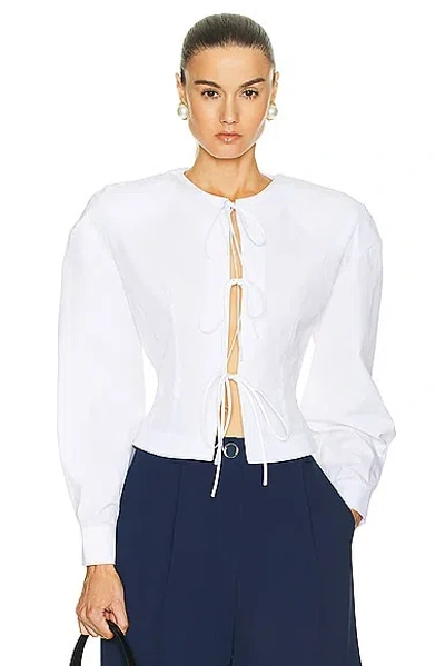 Rowen Rose Popeline Blouse In White