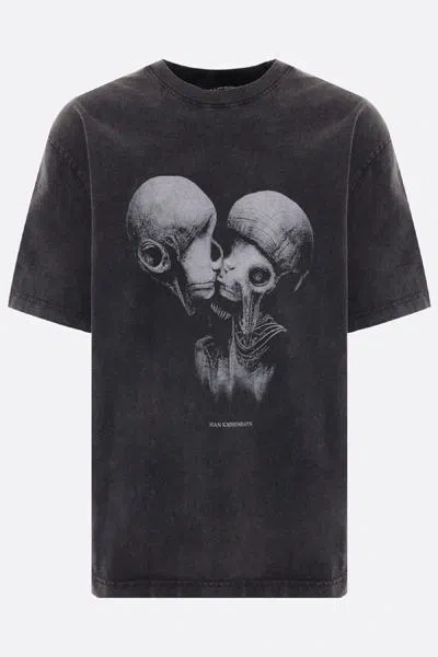 Han Kjobenhavn Black Aliens Kissing T-shirt In Grey