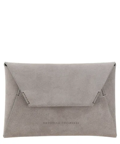 Brunello Cucinelli Envelope Shoulder Bag In Grey