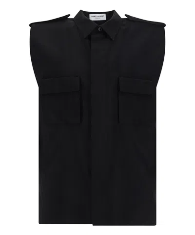 Saint Laurent Faille Shirt In Black
