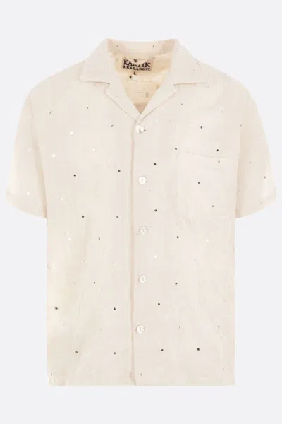 Kartik Research Off-white Sequinned Shirt In Ecru+mirrors
