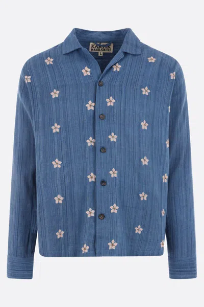 Kartik Research Blue Embroidered Shirt In Indigo/violet